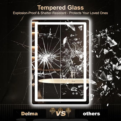 Delma LED Bathroom Mirror with Lights, 36x24 Vanity Mirror - Image 5