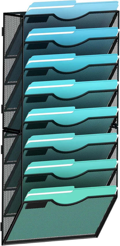 Gawerk 8-Tier Wall File Organizer Hanging Wall File Holder Wall Mount Paper by Gawerk