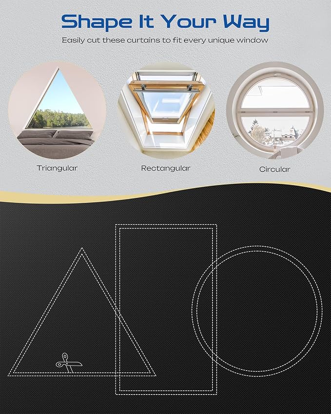 25" W x 64" L 100% Blackout Curtains, Total Darkness No-Drill Black Out Window - Image 3
