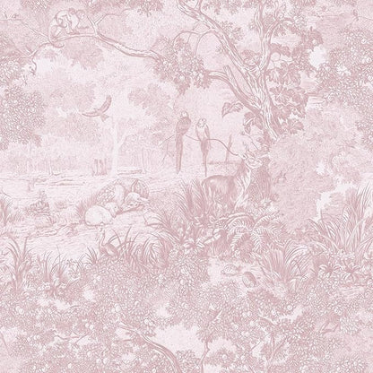 Heroad Peel and Stick Wallpaper Pink and White Vintage Forest Animals Floral by HeroadBrand