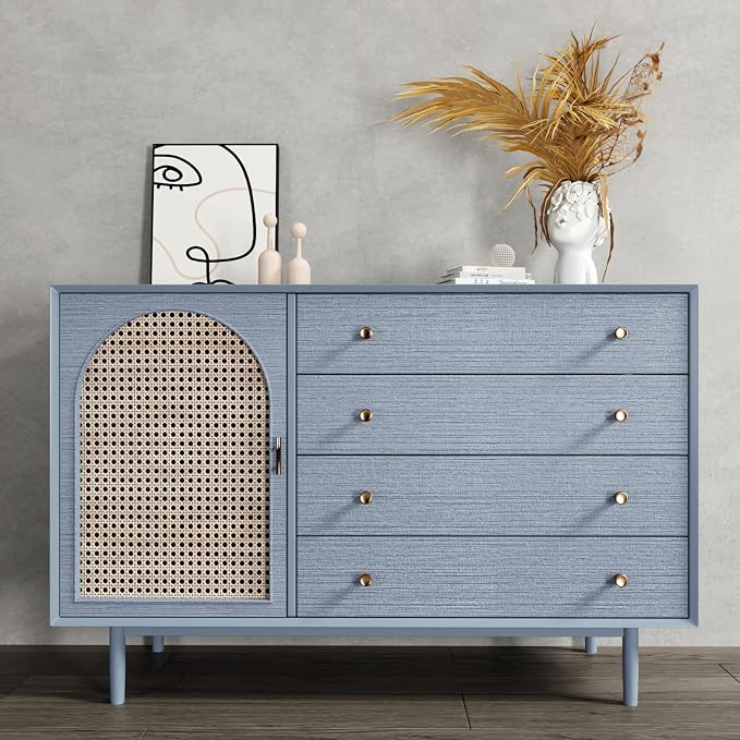 CRE8TIVE Grasscloth Peel and Stick Wallpaper Textured Blue Grass Cloth - Image 3