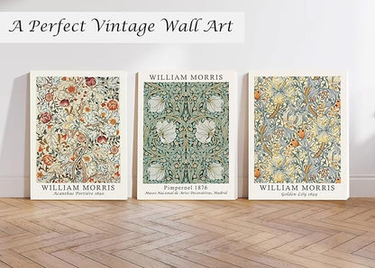 Induslyfe Framed Flower Wall Art Canvas Decor Set of 3, William Morris Framed - Image 3
