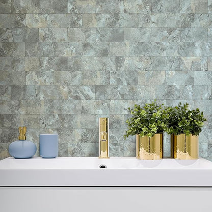 AULIGET 100-Piece Faux Stone Peel and Stick Backsplash Wall Tiles, Laundry Room - Image 6