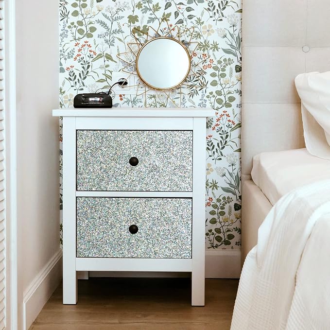 CRE8TIVE Silver Holographic Glitter Wallpaper Border Peel and Stick Wall - Image 4