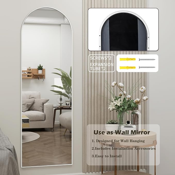 Door Mirror, Arched Full Length Mirror Over The Door, Wall Mirrors - Image 4