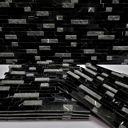 SUNWINGS 5-Sheet Peel and Stick Mosaic Natural 3D Stone Self Adhesive Marble - Image 3