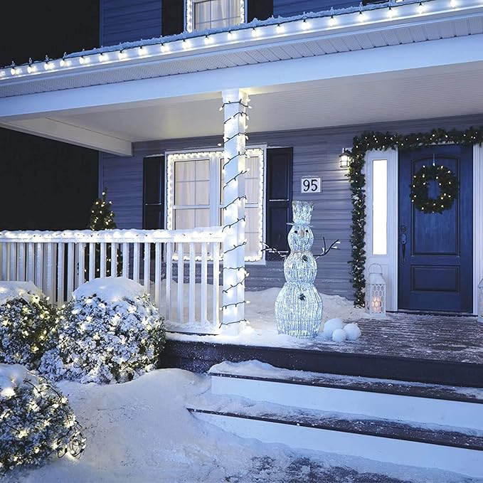 LED Christmas Net Lights Outdoor Christmas Decorations for Bushes,100LED 5ftx5ft Connectable Green Wire Net Christmas Lights for Outdoor indoor Yard Mesh Shrub Tree Decor ,UL Certified(Warm White)