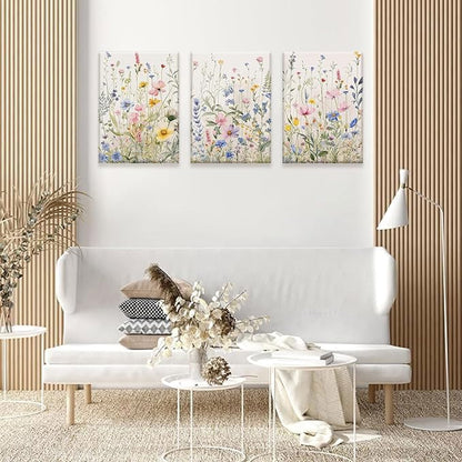 Bwodke Wildflower Wall Art Watercolor Botanical Floral Colorful Canvas Prints - Image 6