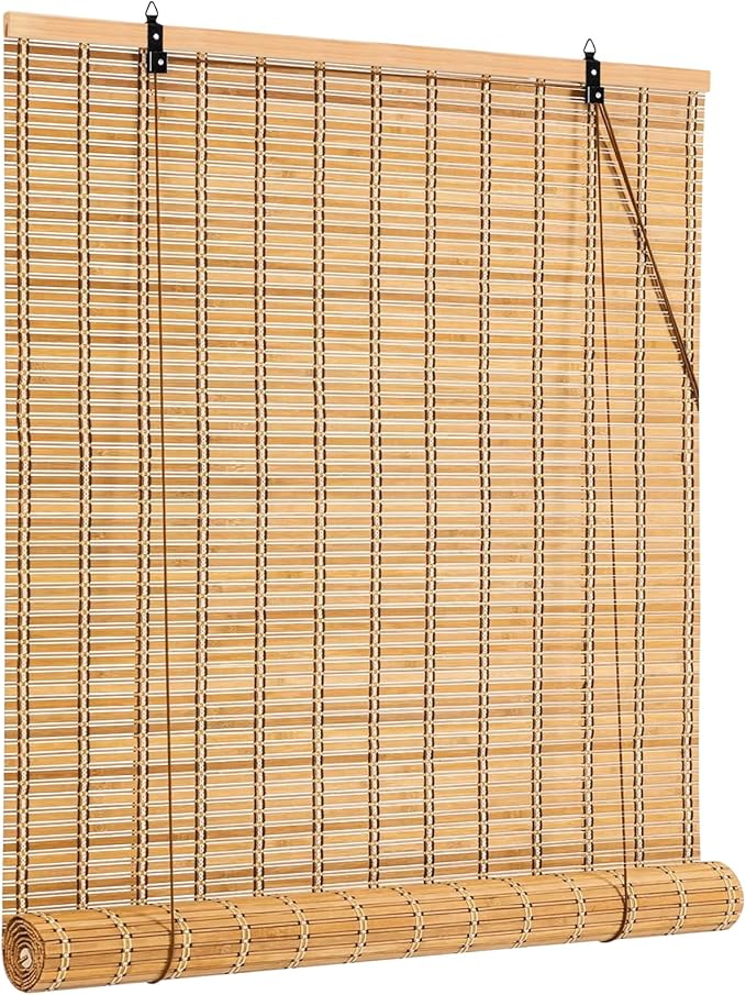 38x72 Inch Bamboo Blinds for Interior Windows, UV Protection Roman Bamboo by IMSGVIFO
