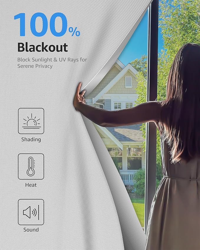 Sumobaby Blackout Curtains for Bedroom 34"x60" Portable No Drill Black Out - Image 2