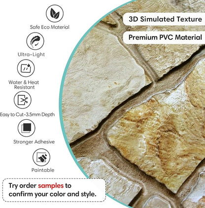 Commomy 12 pcs Faux Stone 3D Wall Panels Peel and Stick - Image 3