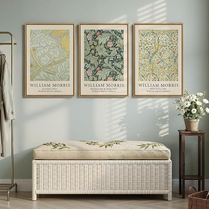 Framed William Morris Sage Green Wall Art Set of 3, Vintage Nature Green Floral - Image 3