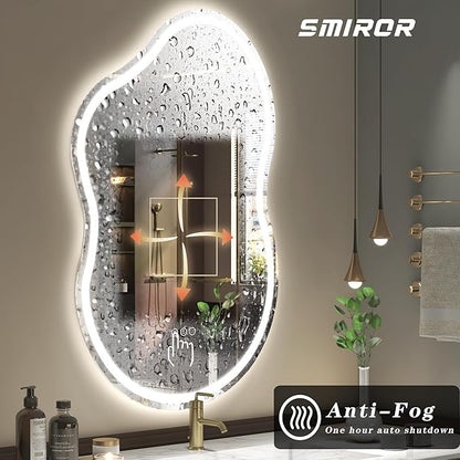 SMIROR Irregular Led Backlit Bathroom Mirror 48 x 26 inch, Asymmetrical Cloud - Image 5