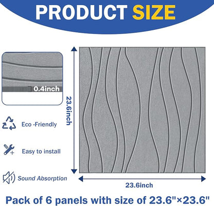 6 PCS Acoustic Panels, 23.6x23.6'' Self-Adhesive Soundproof Wall Panels - Image 7