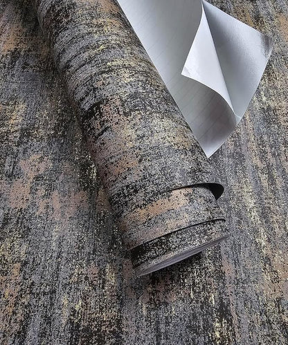 Black Gold Textured Wallpaper Distressed Industrial Metallic Peel and Stick - Image 2