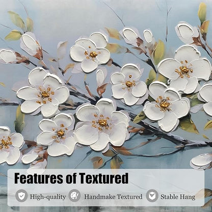 Anolyfi White Textured Flowers Wall Art - Image 5
