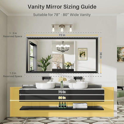 Briivue 72x36 Inch Black Bathroom Mirror - Image 2