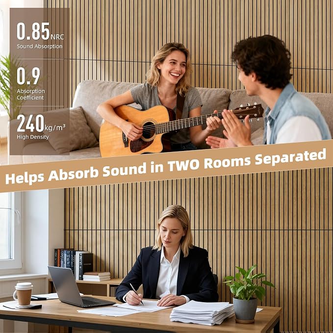 TO-TH Wood-Look Sound Panels, 4 Pack 47.2” x 23.6” Soundproof Wall Panels - Image 4
