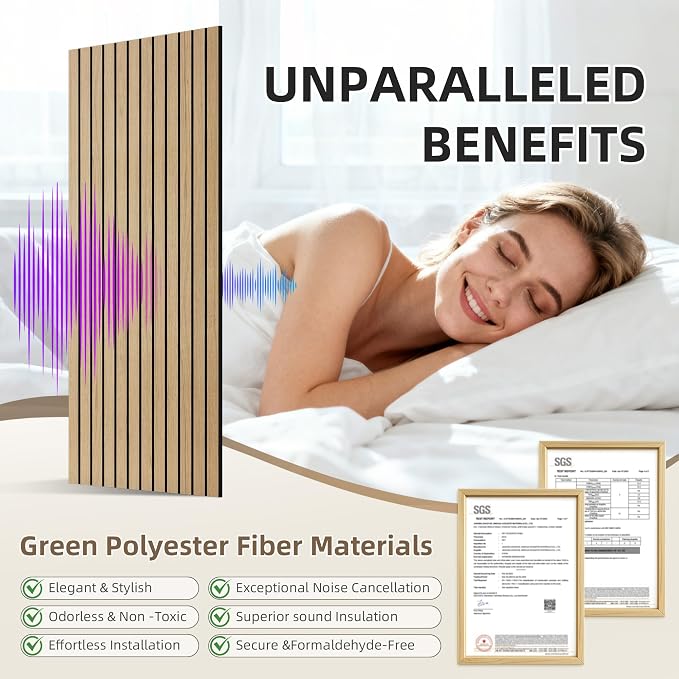 TO-TH Wood-Look Acoustic Panel, 4 Pack 47.2” x 23.6” Soundproof Wall Panels - Image 4