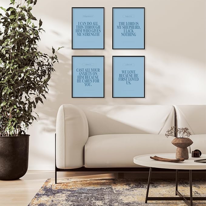 Locomiss Light Blue Christian Wall Art Decor, Modern Bible Verse Prints - Image 3
