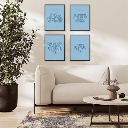 Locomiss Light Blue Christian Wall Art Decor, Modern Bible Verse Prints - Image 3