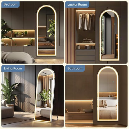 DUMOS Arched LED Full Length Floor Mirror, 3 Color Lighting, Hanging or Leaning - Image 6