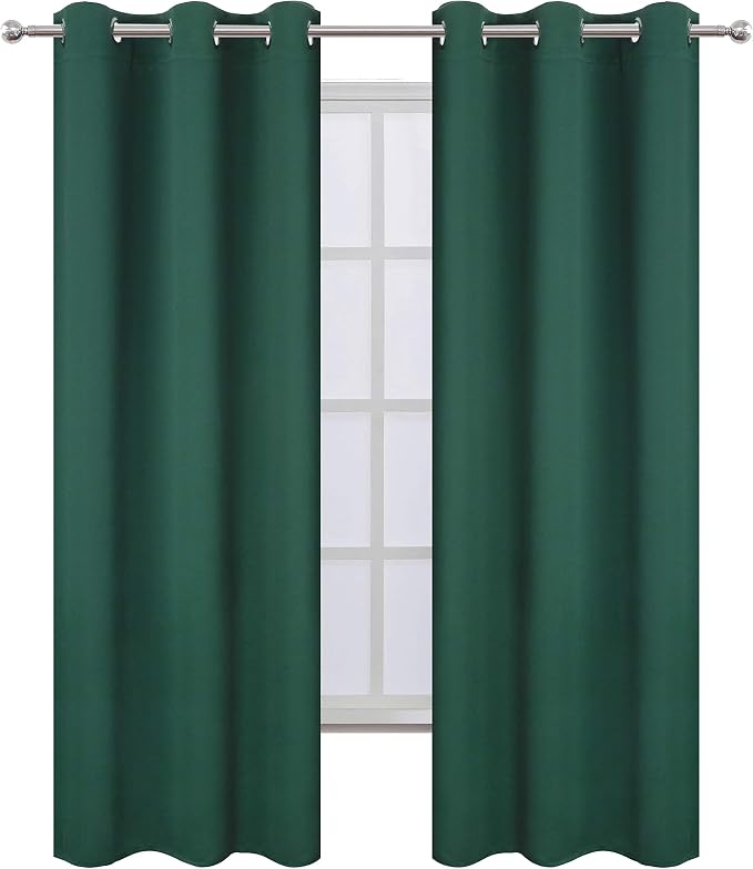LEMOMO Dark Green Blackout Curtains/42 x 84 Inch/Set of Two Panels Grommet - Image 2