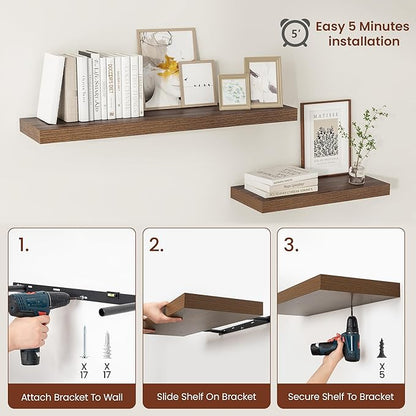 Vivelove Wide Floating Shelves for Wall 12 Inch Deep, 47.2" X 12" X 2" Floating - Image 9