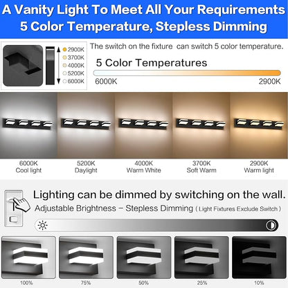SOLFART Bathroom Vanity Lights, Adjustable Black Matt Black Vanity Light - Image 2