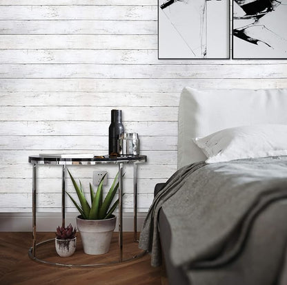 CiCiwind 82Ft×17.7In White Grey Wallpaper Wood Peel and Stick Wall Paper - Image 4