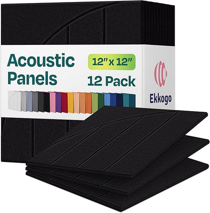 Acoustic Panels 12-Pack Soundproof Wall Panels 12"x12"x0.4" Decorative Sound by EkkogoAcousticPanels