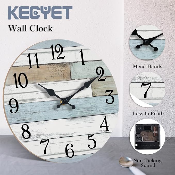 KECYET Wall Clock Battery Operated 18 Inch Large Silent Non Ticking Coastal - Image 7