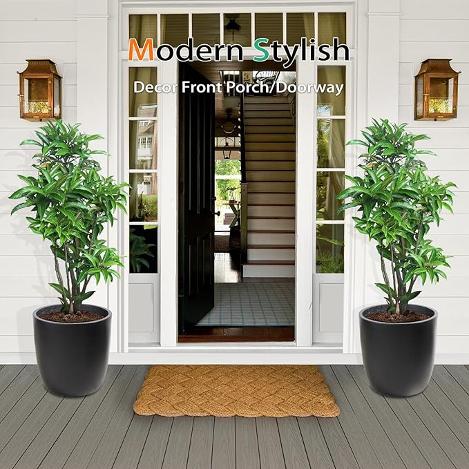 Concrete Planter Outdoor Indoor, Large Cement Plant Pots for Trees Flowers (Black, 18 inch)