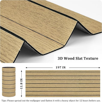 Oak Brown Wood Wall Panels Peel and Stick Fluted Slat Wall Paneling Flexible - Image 5
