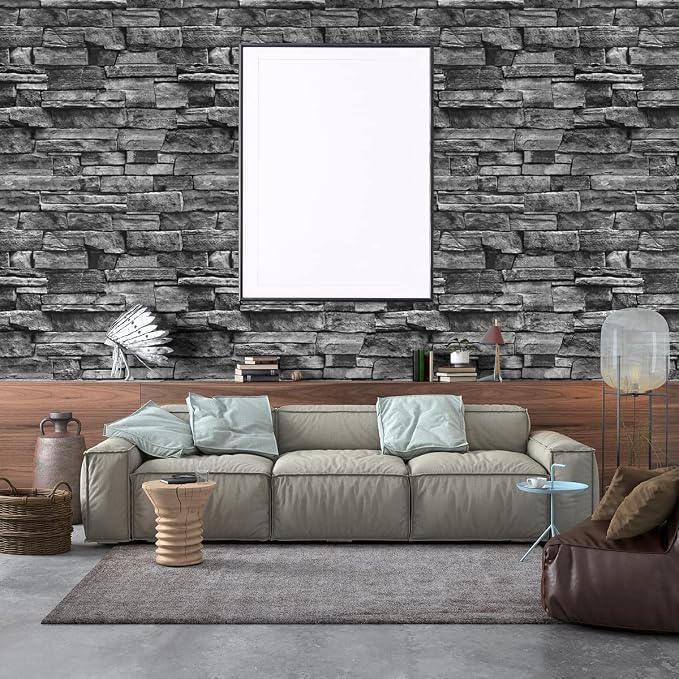 Jeweluck Grey Brick Wallpaper Peel and Stick Wallpaper 17.7inch×236.2inch Faux - Image 8