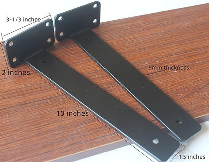 12 Pack - 10 inch Black Hidden L Shelf Bracket Iron Floating Shelf Brackets - Image 2
