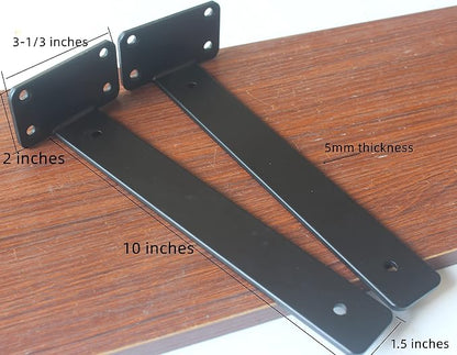 6 Pack - 10 inch Black Hidden L Shelf Bracket Iron Floating Shelf Brackets - Image 2