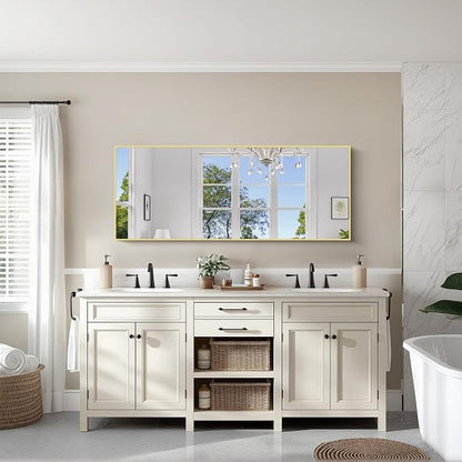 KOCUUY Large Gold Bathroom Mirror, HD Tempered Glass, Anti-Rust Frame, Modern - Image 3