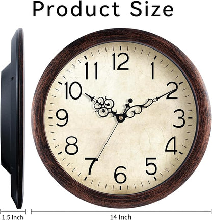 KECYET Wall Clock 14 Inch Vintage Wall Clocks Battery Operated Quartz Silent - Image 9