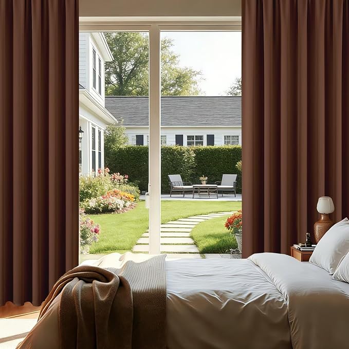 CUCRAF Brown Blackout Curtains 54 inch Length 2 Panels Set, Rod Pocket Room - Image 8