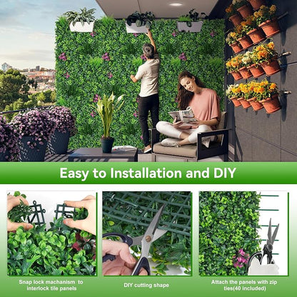 Artificial Grass Wall Roll Panels, UV-Anti Fake Greenery Plant Boxwood Panels - Image 5