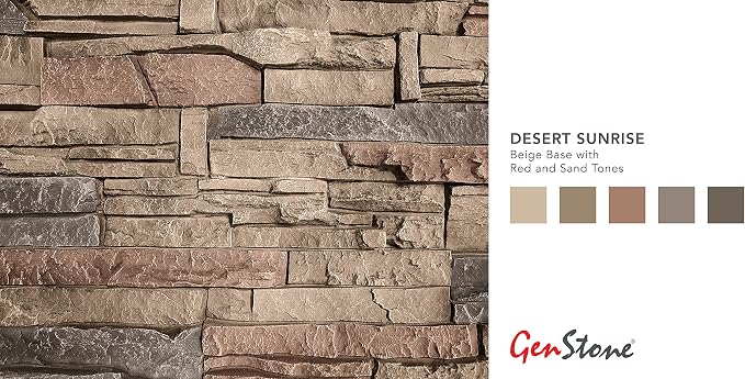 GenStone Faux Stacked Stone Panel 41" x 11.25" in Desert Sunrise Color - Image 2