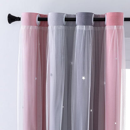 XiDi Curtains for Bedroom Decor, Rainbow Pink-Grey-52-90 - Image 2