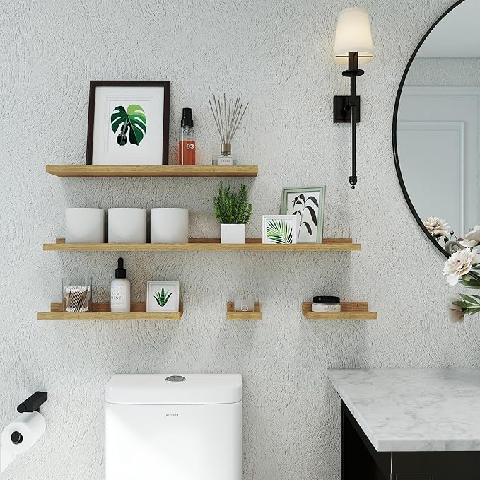 Small Floating Shelves for Wall Decor, Wall Mounted Wood Shelf for Bedroom - Image 4
