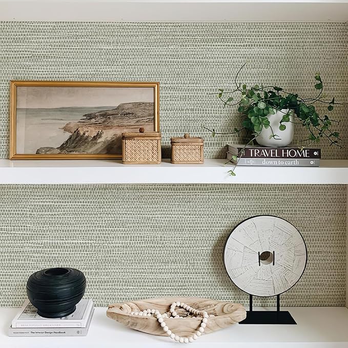 JiffDiff Grasscloth Wallpaper Peel and Stick Cream Grassweave Peel & Stick - Image 6
