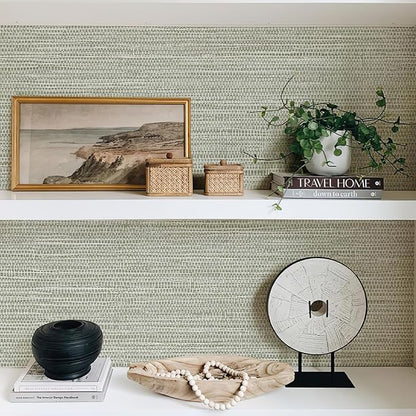 JiffDiff Grasscloth Wallpaper Peel and Stick Cream Grassweave Peel & Stick - Image 6