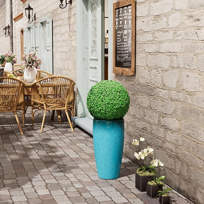 QCQHDU 24 inch Tall Planter for Indoor & Outdoor Plants, 2 Pack Sturdy Plant Flower Pots Modern Decor for Front Porch Patio Deck Living Room