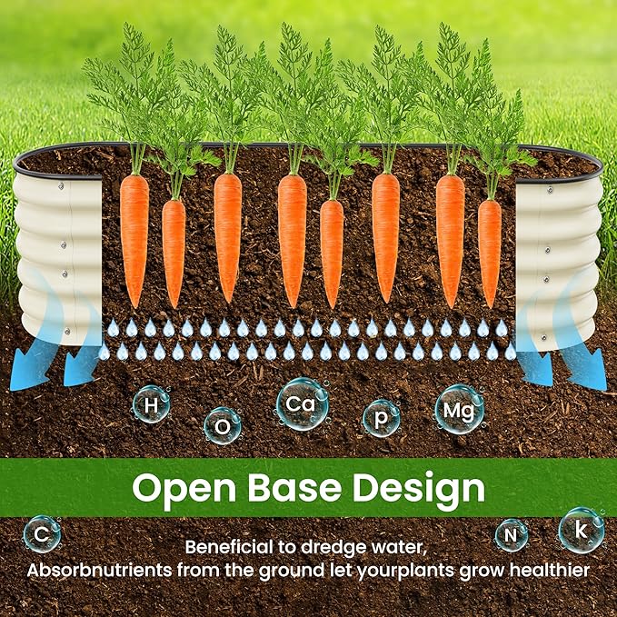 8 X 2 X 1.4Ft Raised Garden Beds Kits, Galvanized Raised Garden Beds Outdoor Planter Box for Vegetables, Gardening, Flowers, Fruits etc(Ivory)