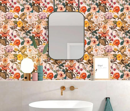 Jeweluck Floral Peel and Stick Wallpaper Vintage Floral Contact Paper Peel and - Image 2