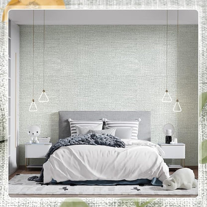 Amiya Grasscloth Grey Wallpaper Peel and Stick Faux Fabric Linen Contact Paper - Image 6